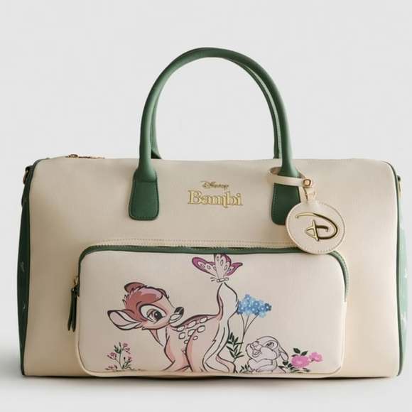 Disney Handbags - Disney Bambi Cream and Green Travel Faux Leather Weekender, Primark LAST ONE